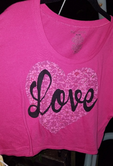 3 for $20. Pink "Love" Crop top - Picture 1 of 3